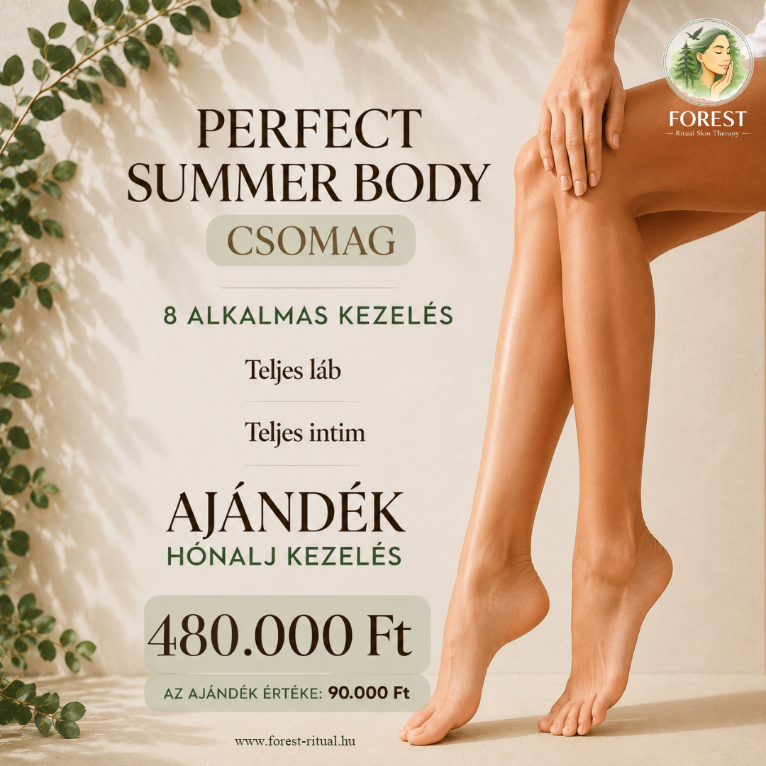 Perfect Summer Body csomag – 8 alkalmas teljes láb és teljes intim lézeres szőrtelenítés, ajándék hónalj kezeléssel, 512 000 Ft